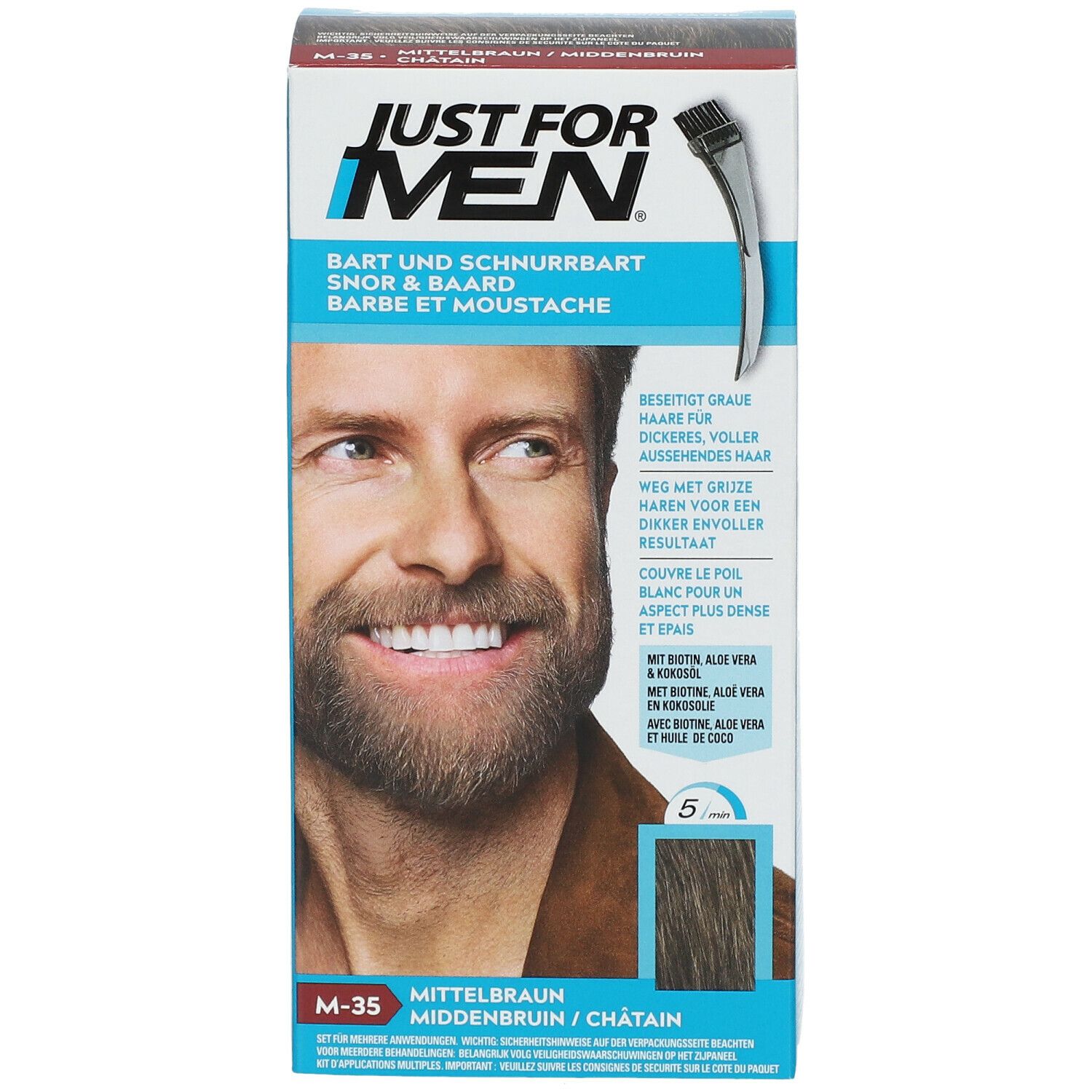 JUST FOR MEN® Pflege-Brush-In-Color-Gel mittelbraun