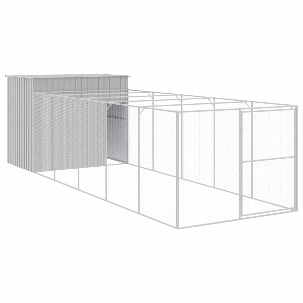Canil vidaXL, aço galvanizado, cinza claro, 214 x 1069 x 181 cm