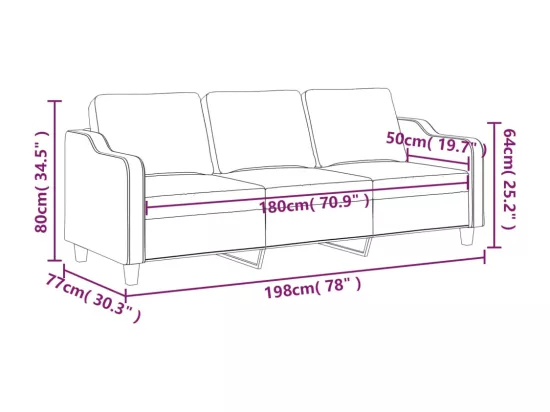 Canapé à 3 places Jaune clair 180 cm Tissu