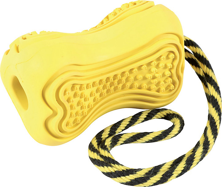 Jouet pour chien caoutchouc avec corde Titan L jaune
