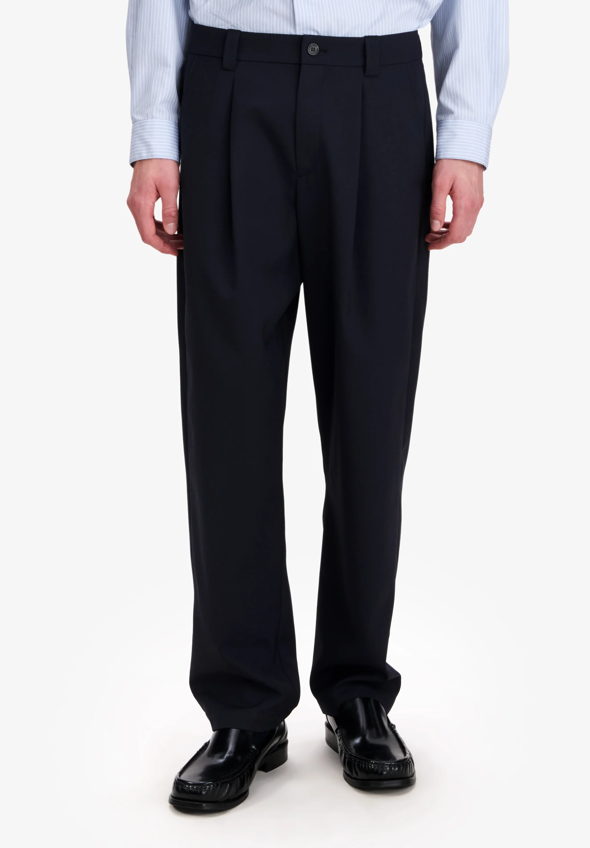 Pantalon barrel ample en toile bleu marine - Dark navy
