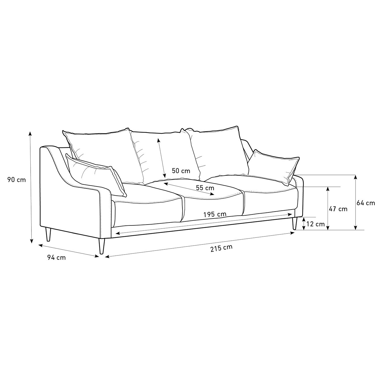 Mazzini Sofas Canapé convertible avec coffre de rangement Freesia bleu marine - 215x94x90 cm