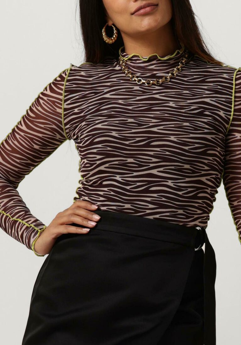 COLOURFUL REBEL bruine colourful rebel top neyo zebra overklock mesh turtleneck top
