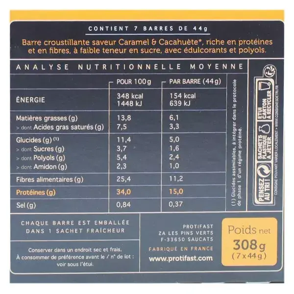 Protifast En-Cas Hyperprotéiné Crousti' Caramel 7 barres