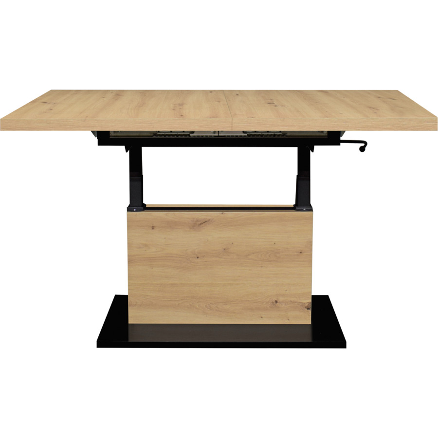 Salontisch Lift höhenverstellbar, Melamin Keramik-Optik Lichtgrau, 120-160 x 56-75 x 70 cm