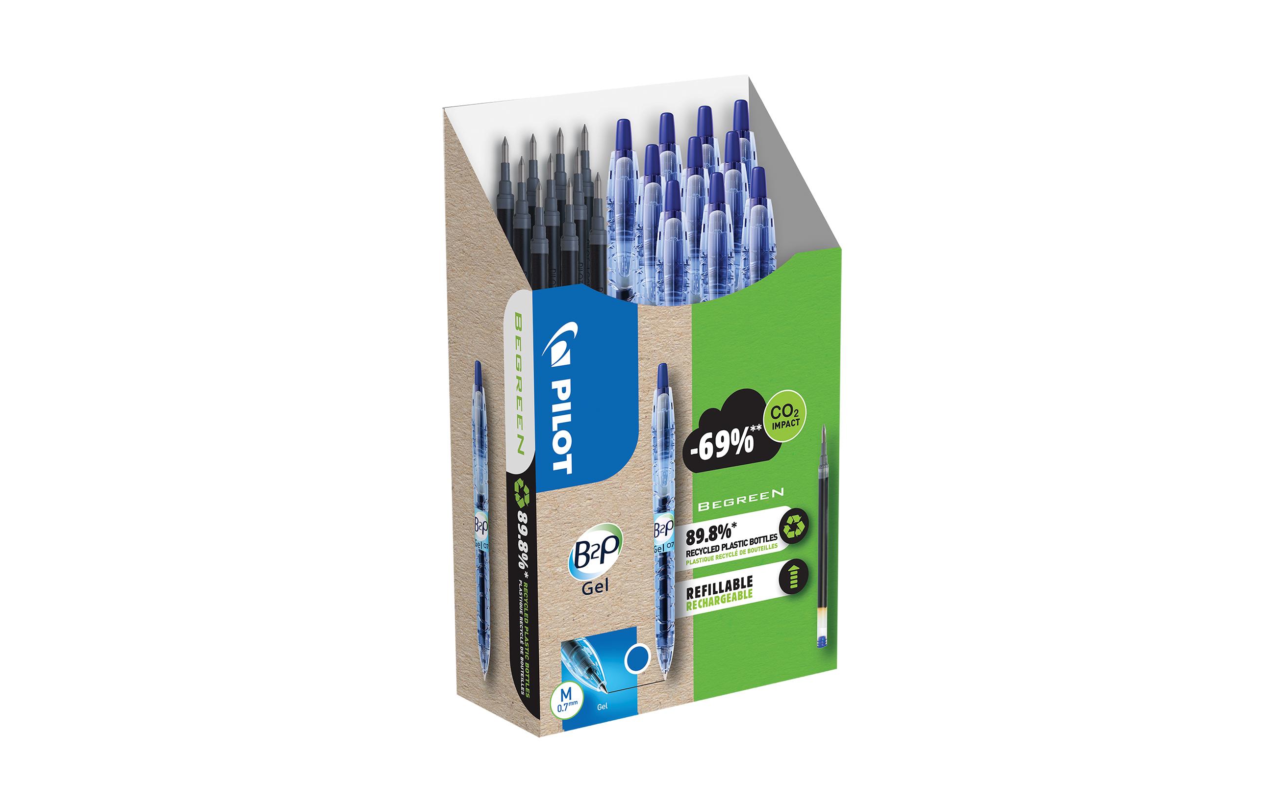Gelschreiber BG B2P 10+10 Refills 0.7 mm, BlauNachfüllpatronen mit Gelroller Begreen von Pilot