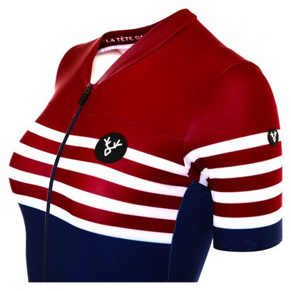 Maillot Manches Courtes Femme LeBram Tourmalet Bleu Coupe Ajustée