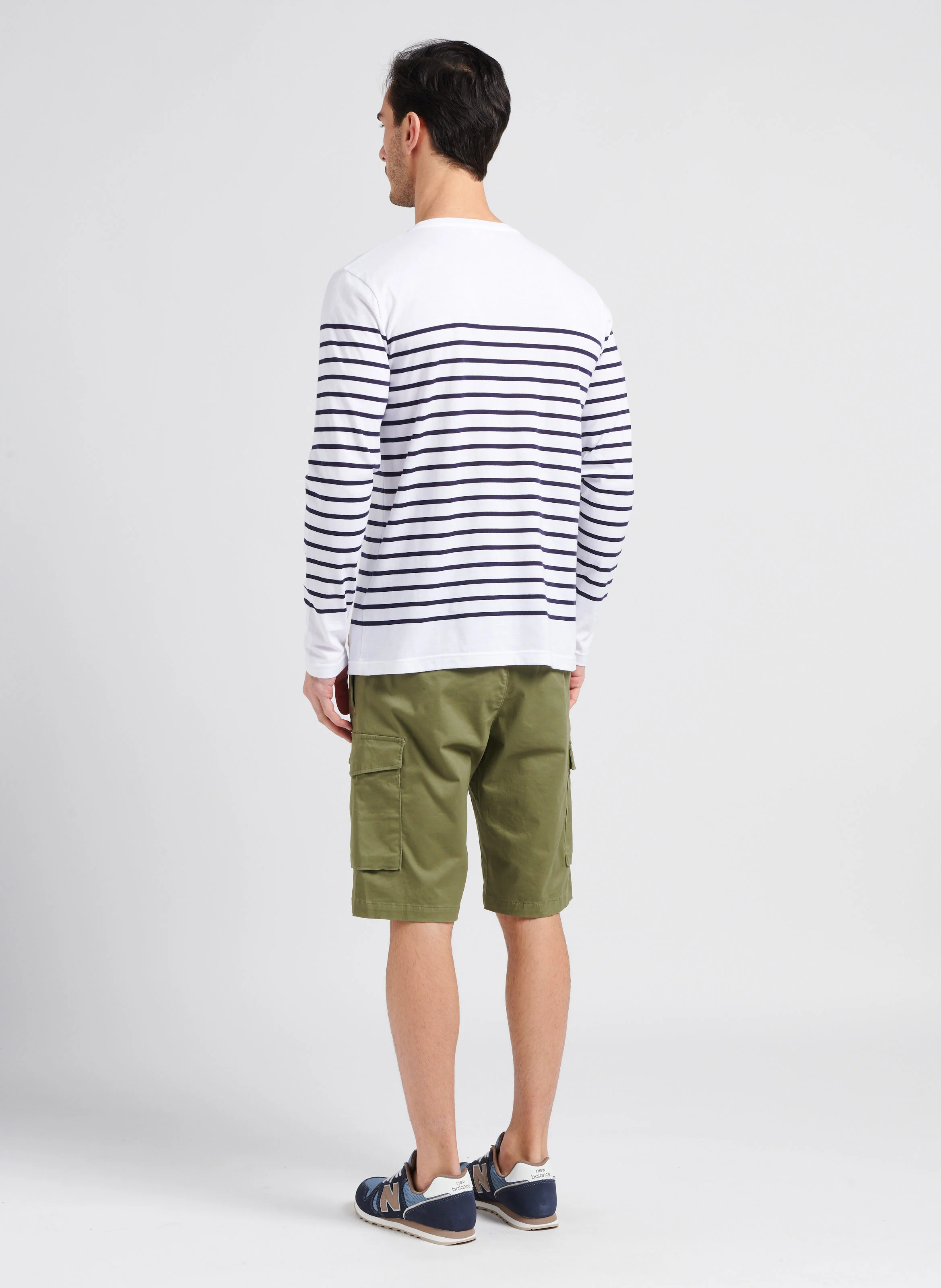 Marinière col rond slim-fit en jersey de coton light | Blanc