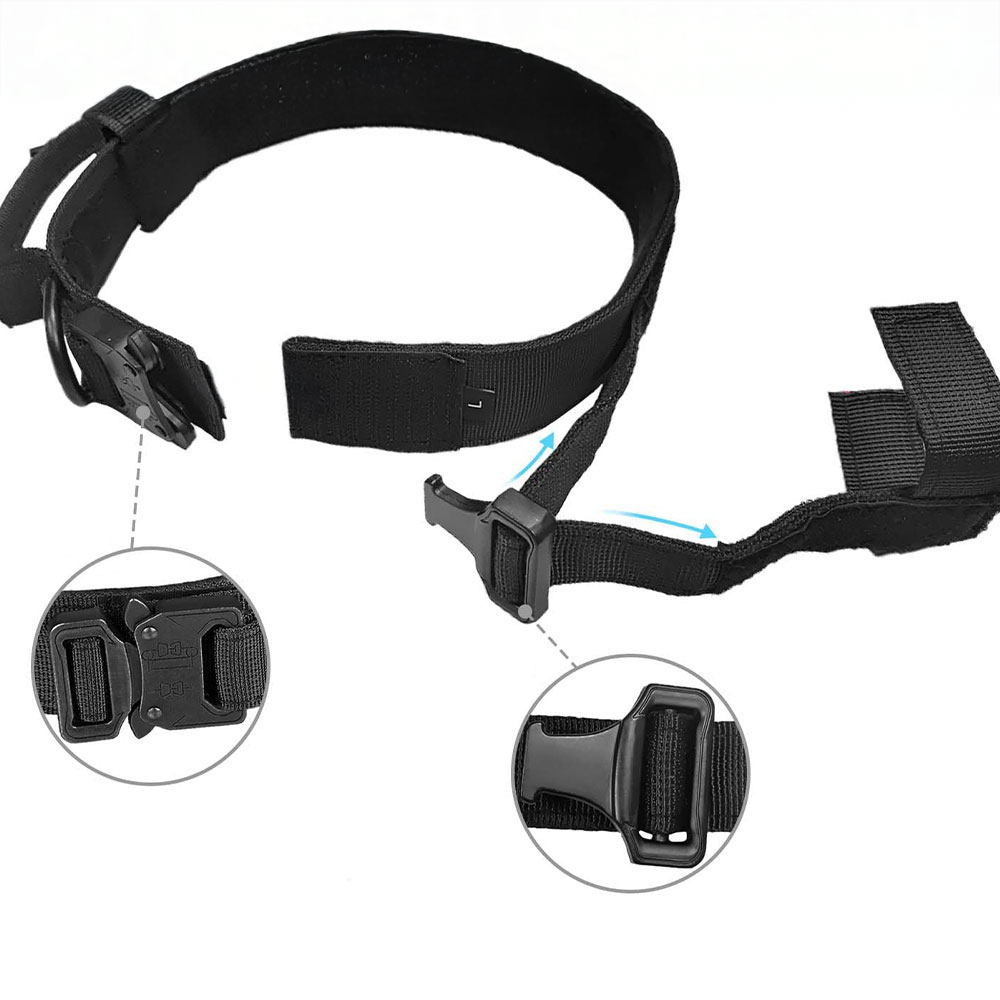 (Gr. XL) 47-57cm Taktisches Hunde Halsband Verstellbares Haustier Accessoire mit Kontrollgriff - Schwarz