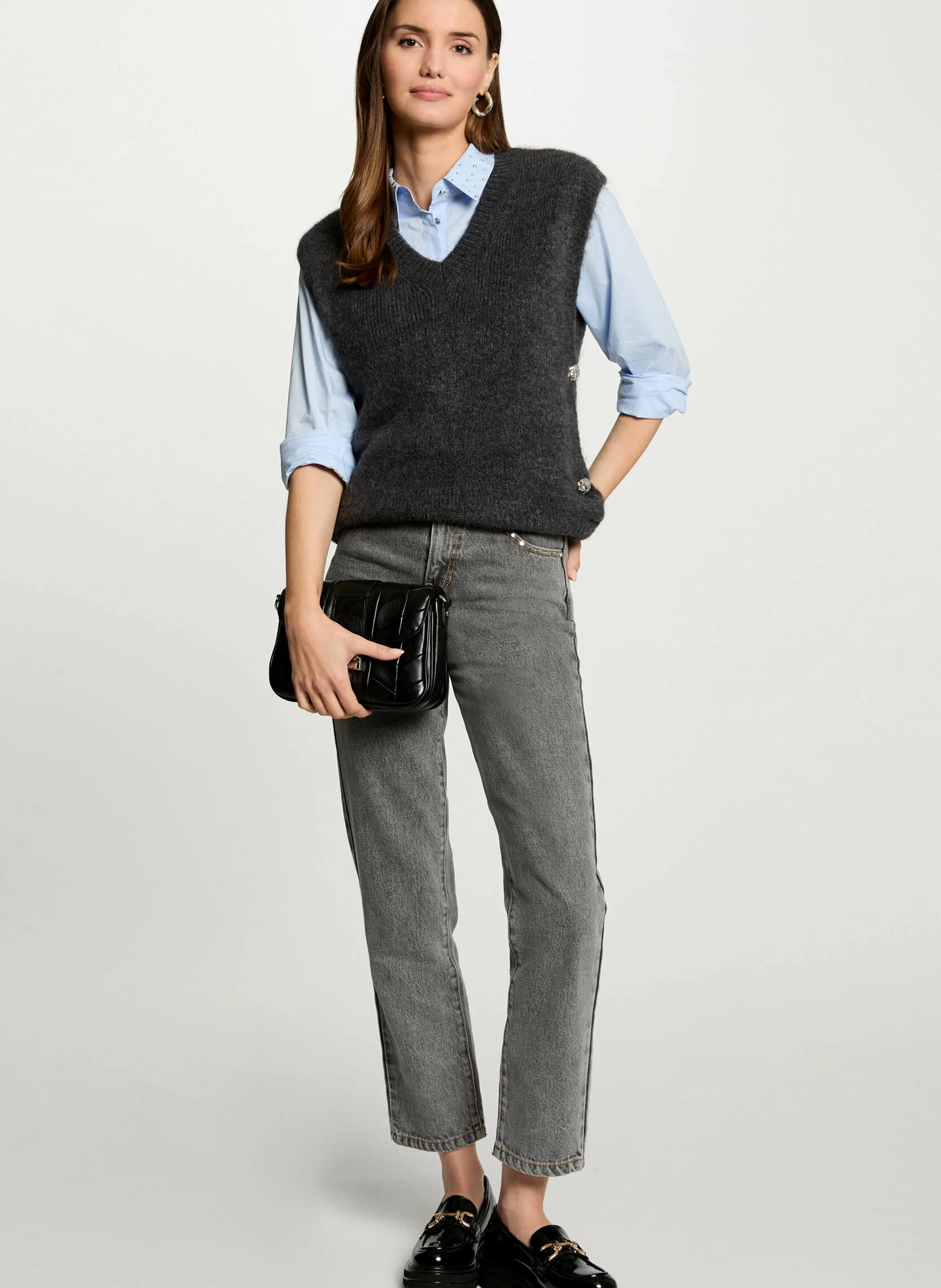 MPLUIE - Pull col V| Gris