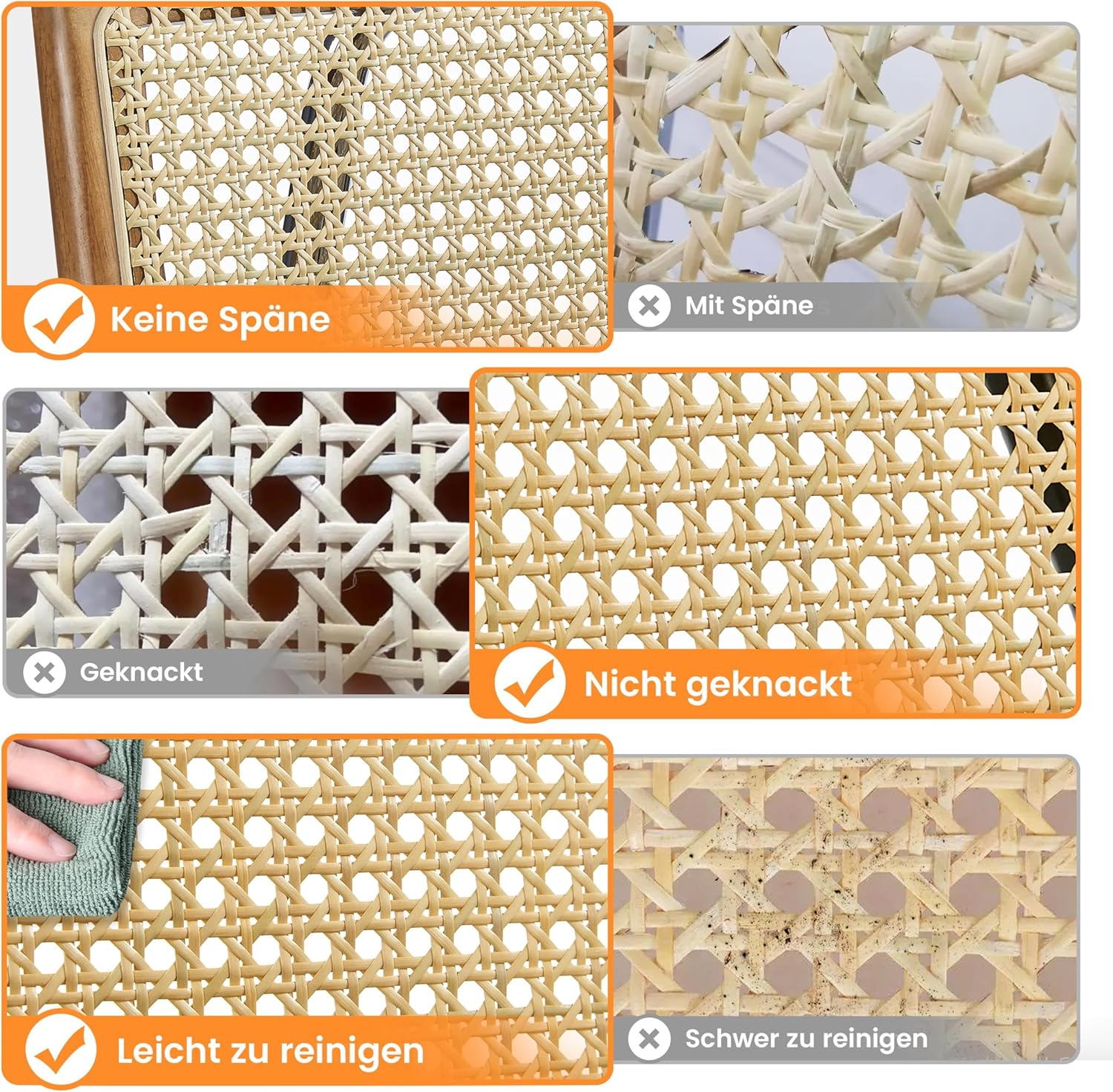 Yaheetech Küchenstuhl 2er Set Esszimmerstühle Rückenlehne aus Rattan Schwingstuhl aus Kunstleder Polsterstuhl fürs Esszimmer/Küche/Wohnzimmer/Restaurant, Retro-Braun
