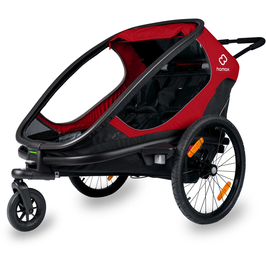 hamax Kinderfahrradanhänger Outback mit Rückenlehnenverstellung - RedBlack