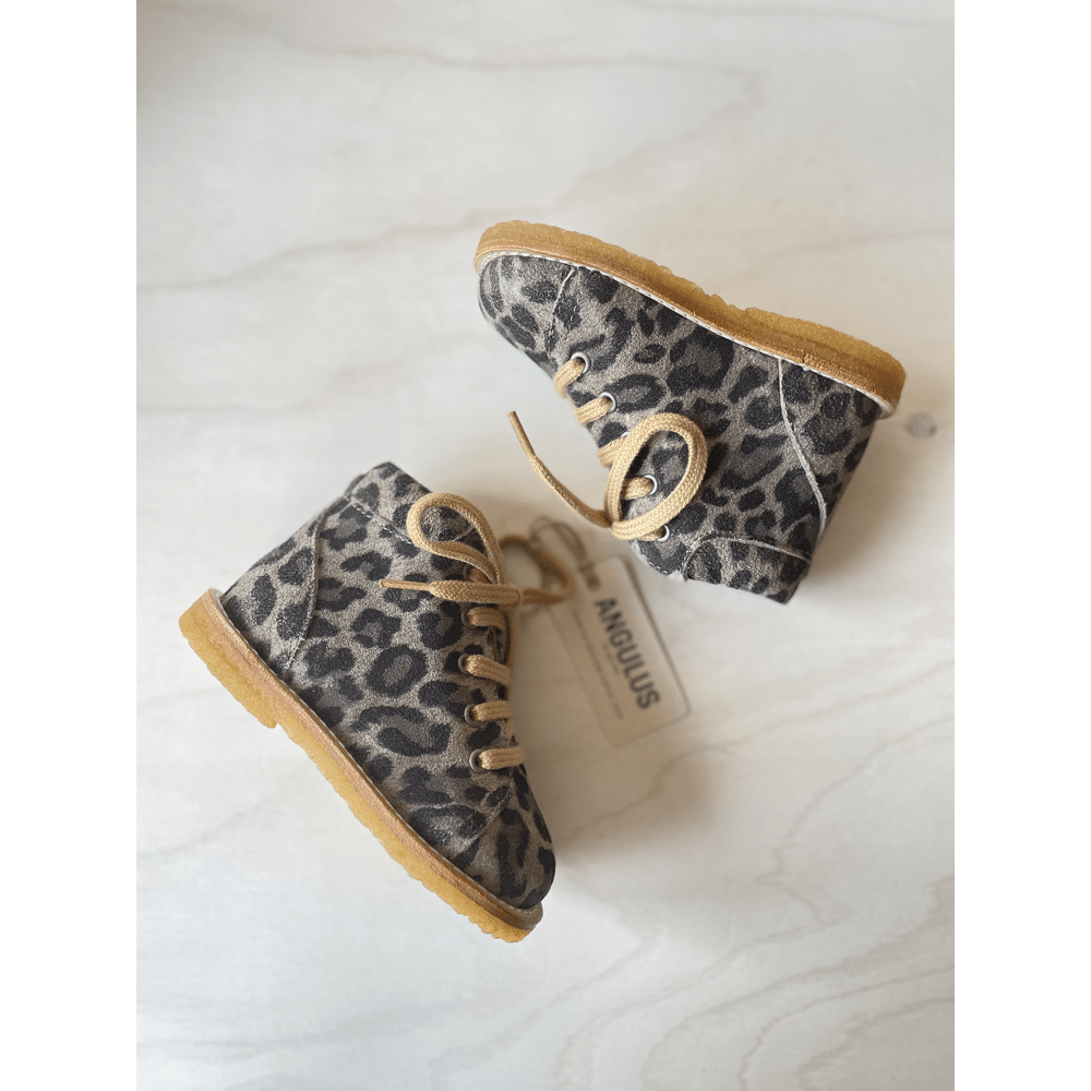 Angulus - Classic Lace-Up Shoe - Beige Leo