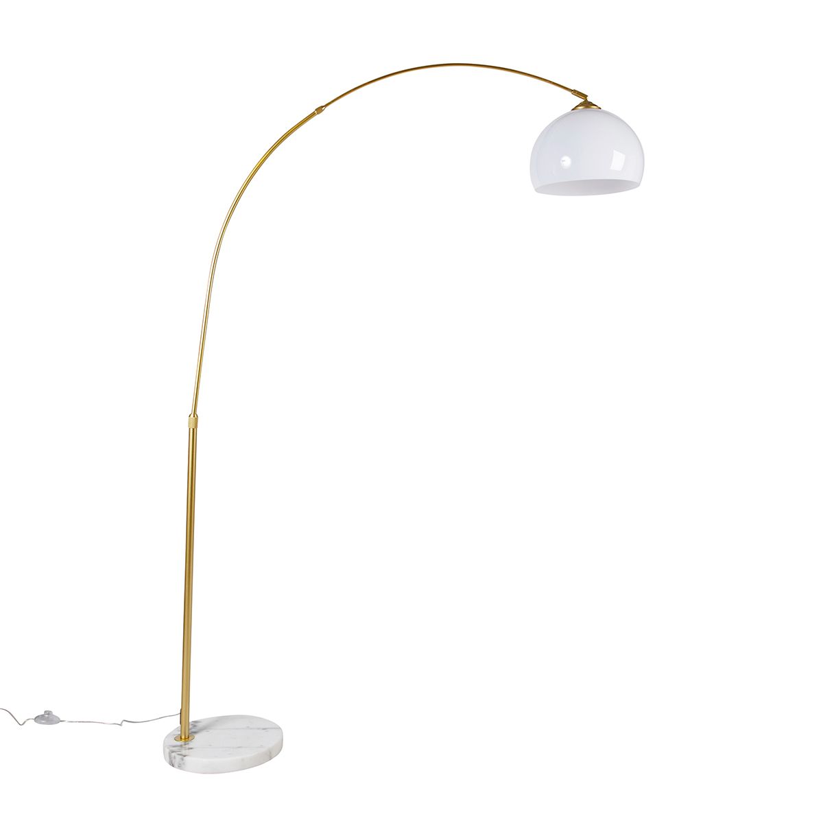 Smart booglamp messing met witte kap incl. Wifi A60 - Arc Basic