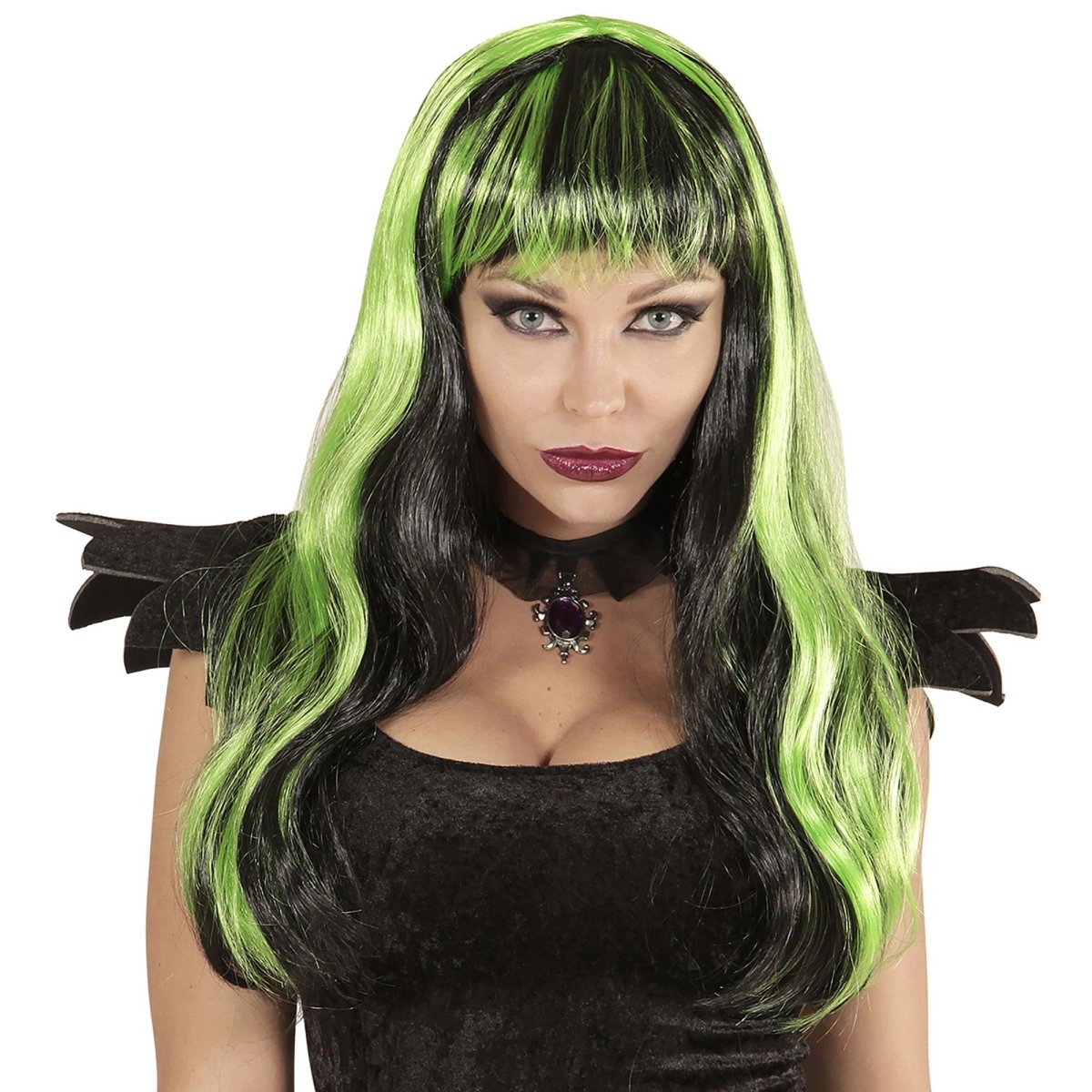 Halloween Pruik Zwart Groen