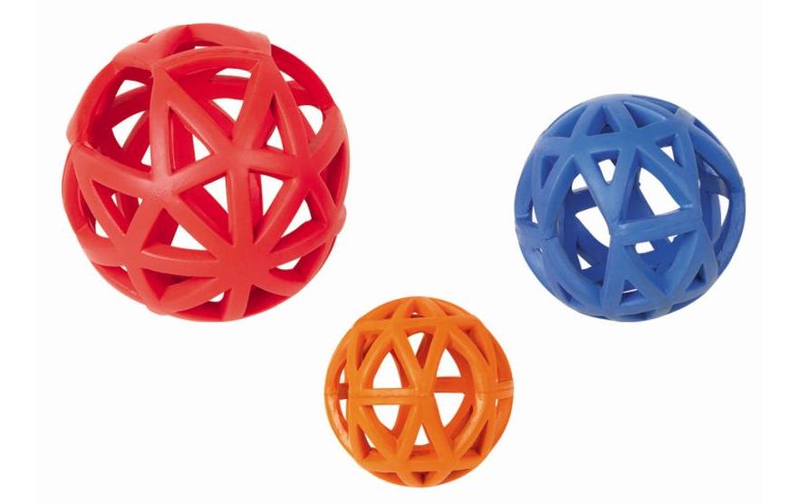 Hunde-Spielzeug Vollgummi Gitterball, AssortiertHundespielzeug – Ø 9 cm
