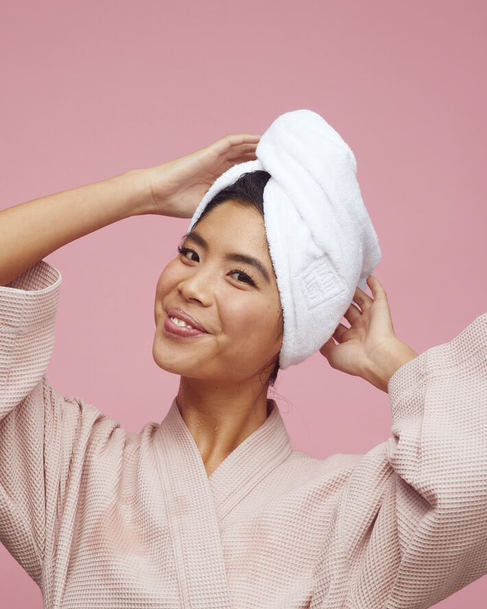 Hairlust Bamboo Hair Towel Wrap, White Hvid