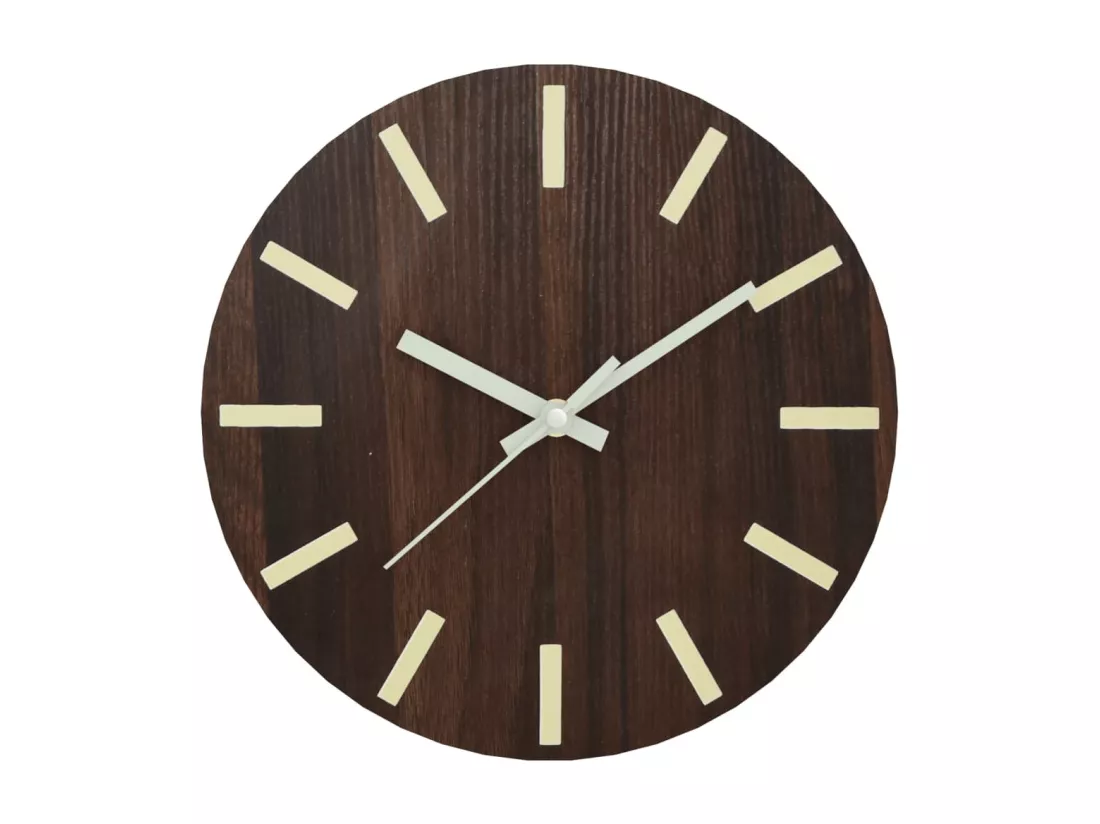 Horloge murale et échelles et aiguilles lumineuses marron Ø30cm