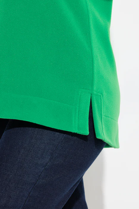 Fleece Sweatshirt, großer Kragen, Langarm, grün