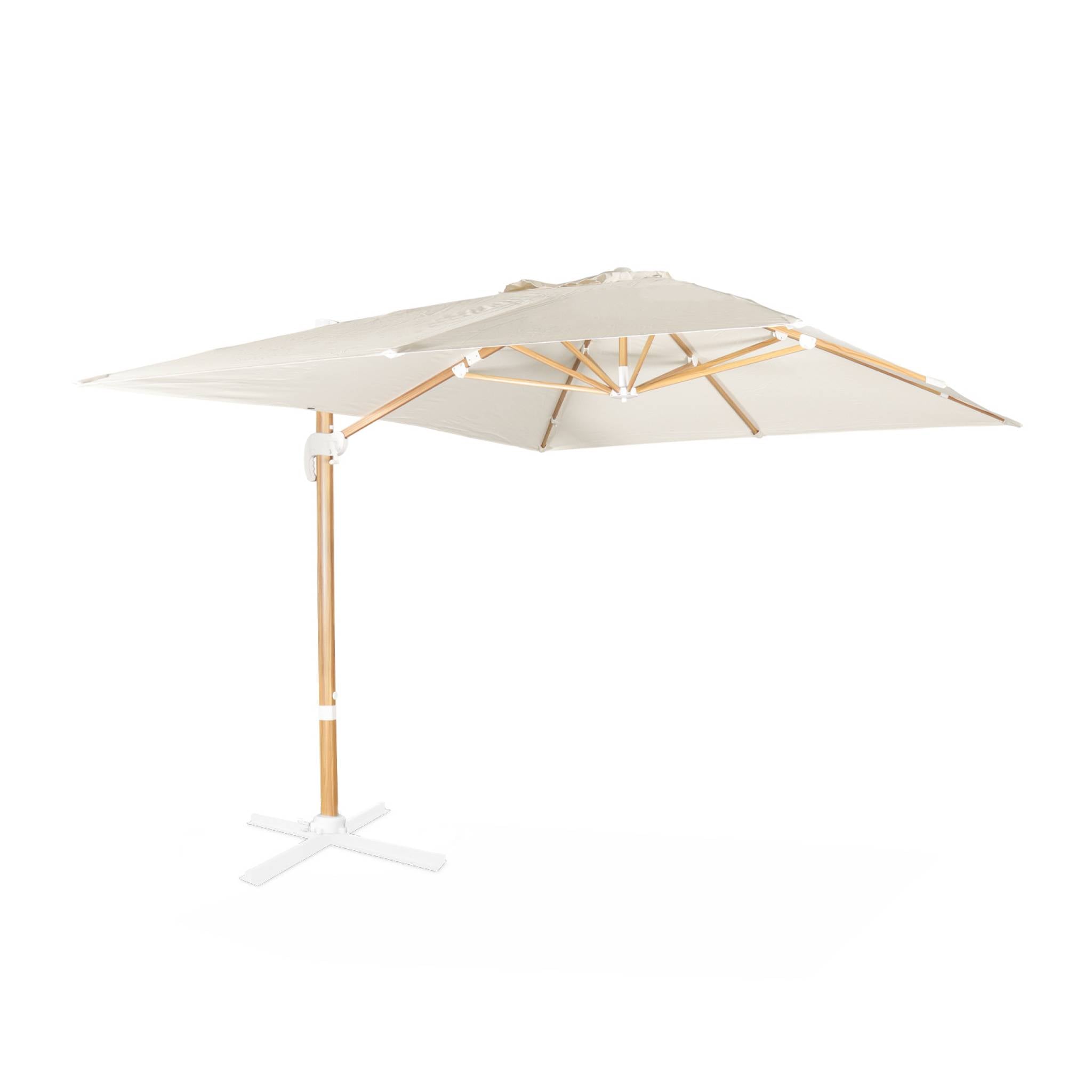 sweeek - Rechthoekige parasol 3x4m, paal met houteffect