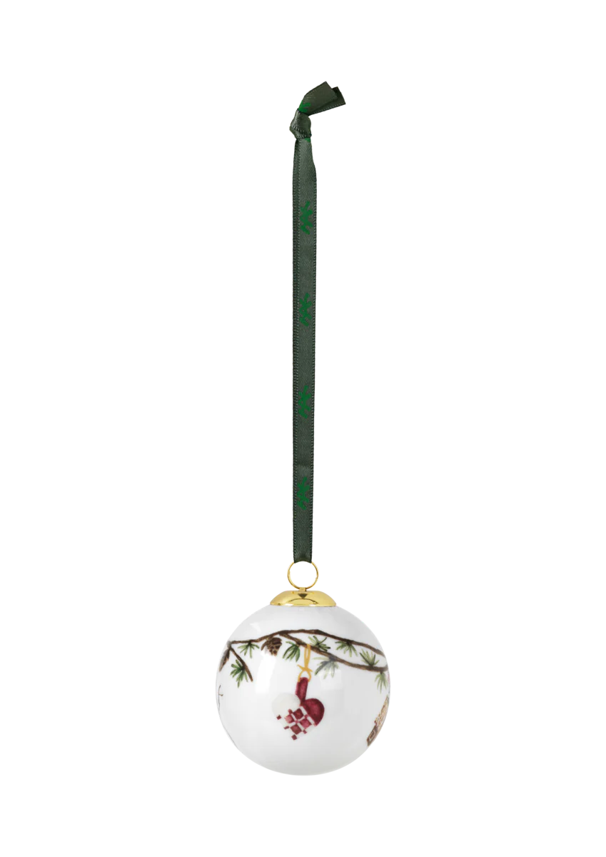 Kähler  Hammershøi Christmas Kugle 2020, hvid m. deko - Ø6 cm.