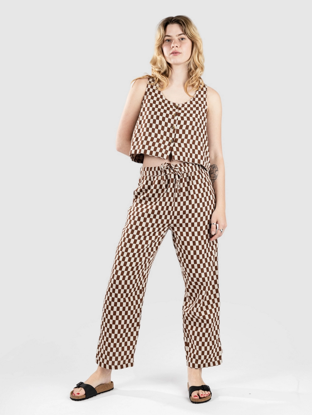 Brixton Mykonos Small Check Tank Top sepia