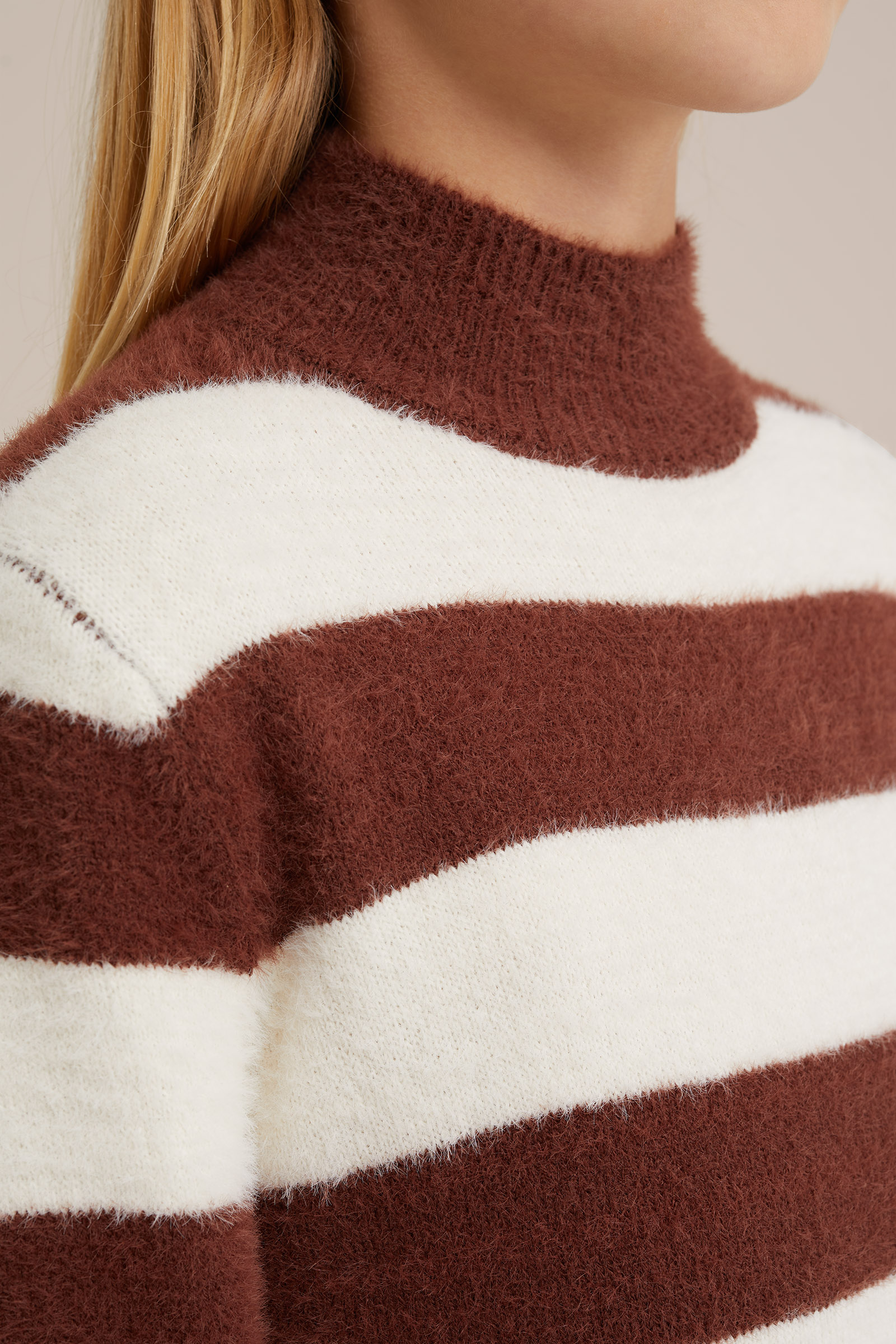 Meisjes gebreide jurk met dessin WE Fashion Wit
