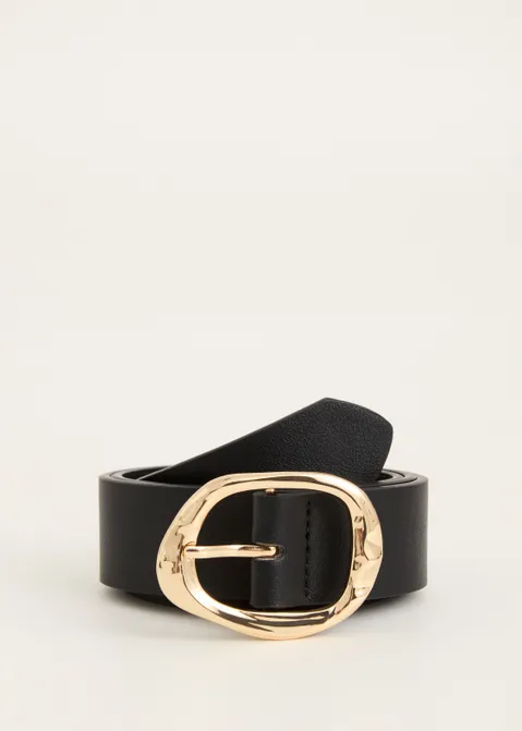 Riem met ovale gesp zwart (ZWART)