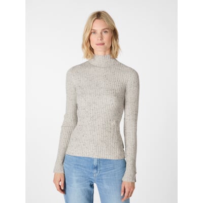Damen-Strickshirt meliert, Hellgrau