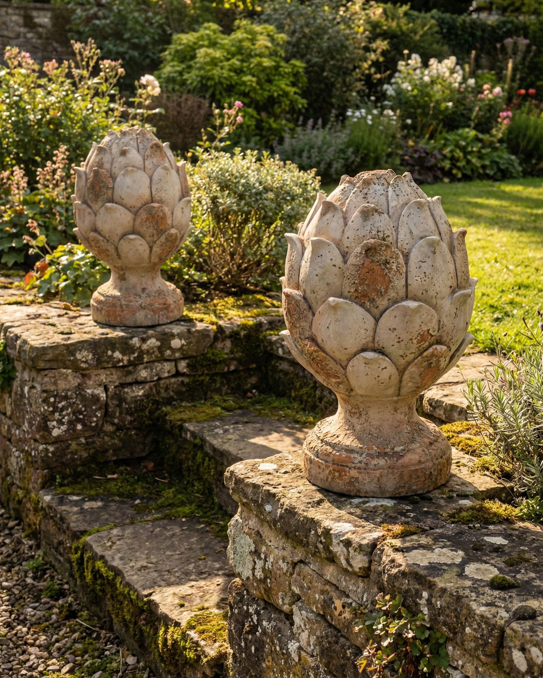 Set van 2 tuinbeelden CORRINALDO Dennenappel Beige