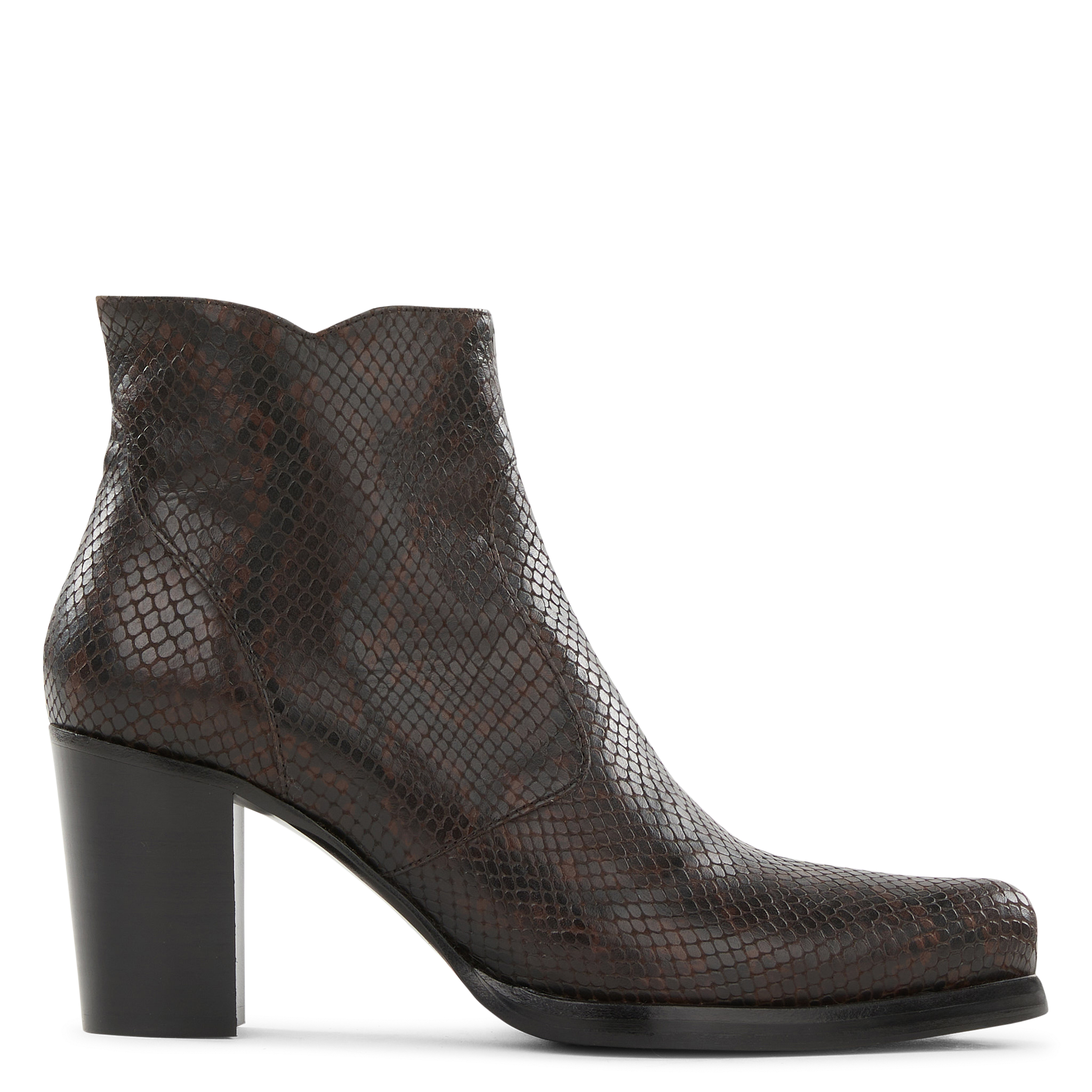 PADDY 7 ZIP BOOT - Bottines à talon embossé| Marron