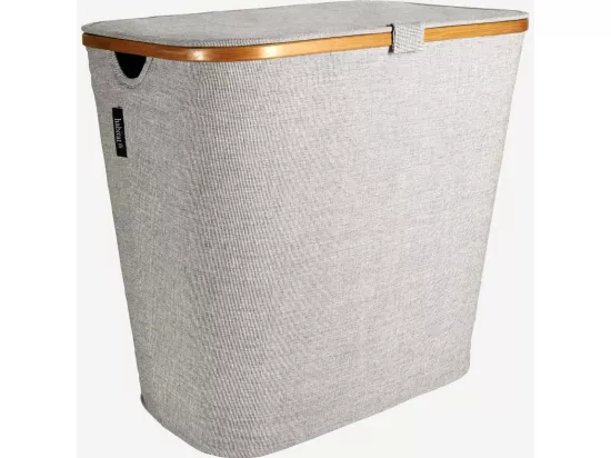 HABITAT - Grand panier à linge en bambou et tissu - Gris - Barnabe