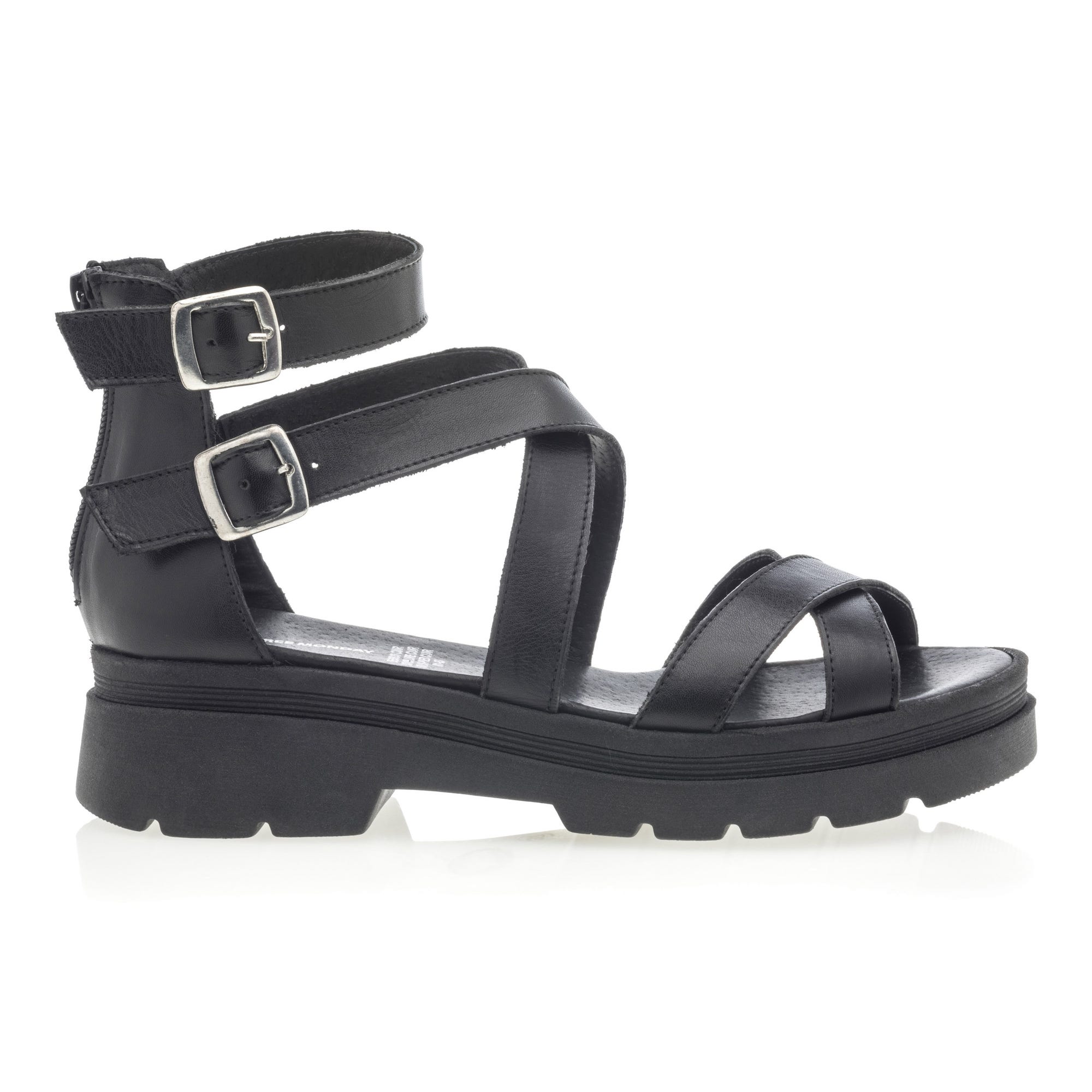 Sandales Femme en cuir noir