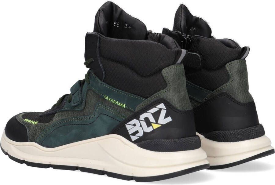 Braqeez 421982-568 Hoge Sneakers Groen Leer Veters