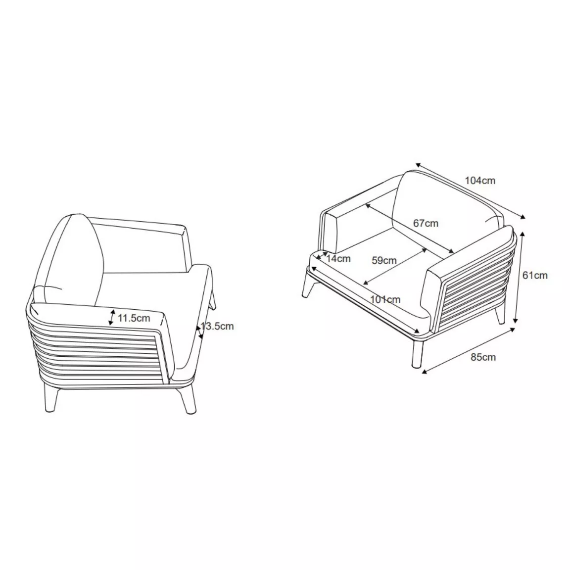 Fauteuil de jardin en aluminium Monte Carlo Gris anthracite et taupe