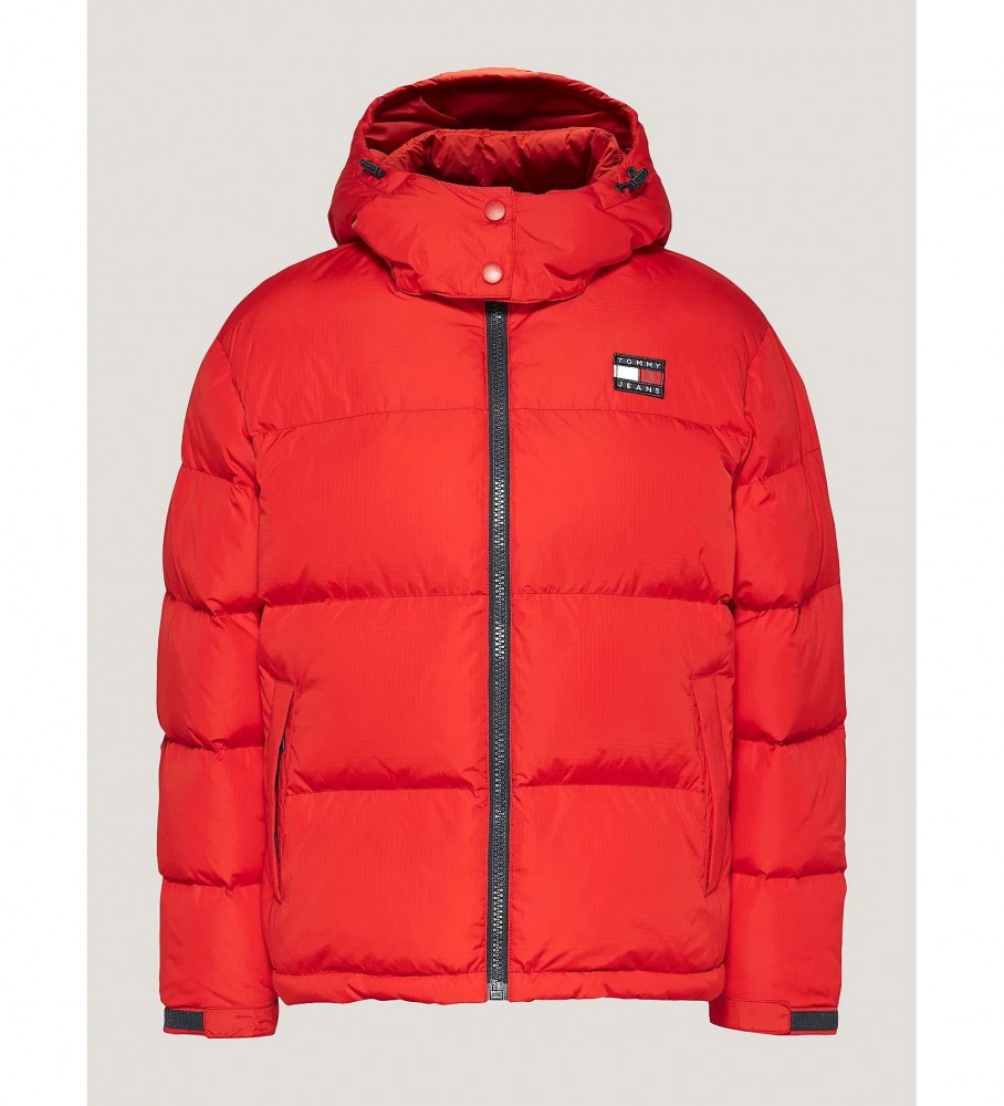 Jaqueta Tommy Jeans Alaska acolchoada com capuz, vermelha
