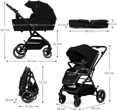 Kinderkraft YOXI 2-in-1 Duovogn, Pure Black