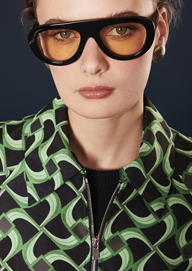 Blouson Balthazarvert à motif graphique en jacquard