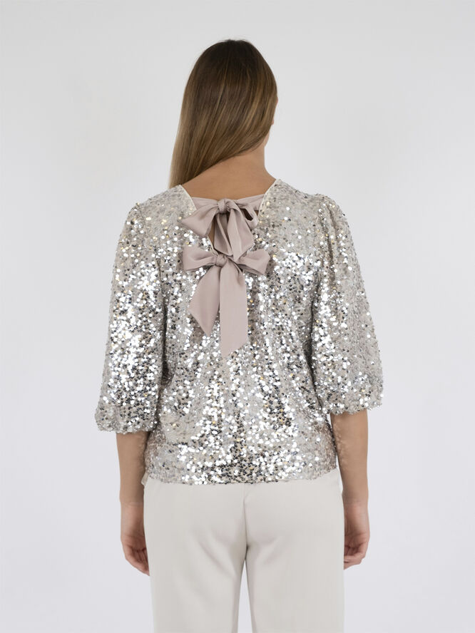 Neo Noir Lorraine Sequins Blouse Pale gold