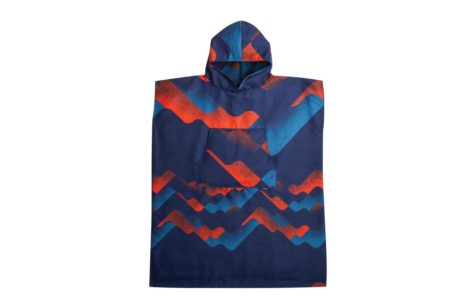 Poncho S/M, Blau/Orange, 130 cm x 84 cmUmzieh-Poncho