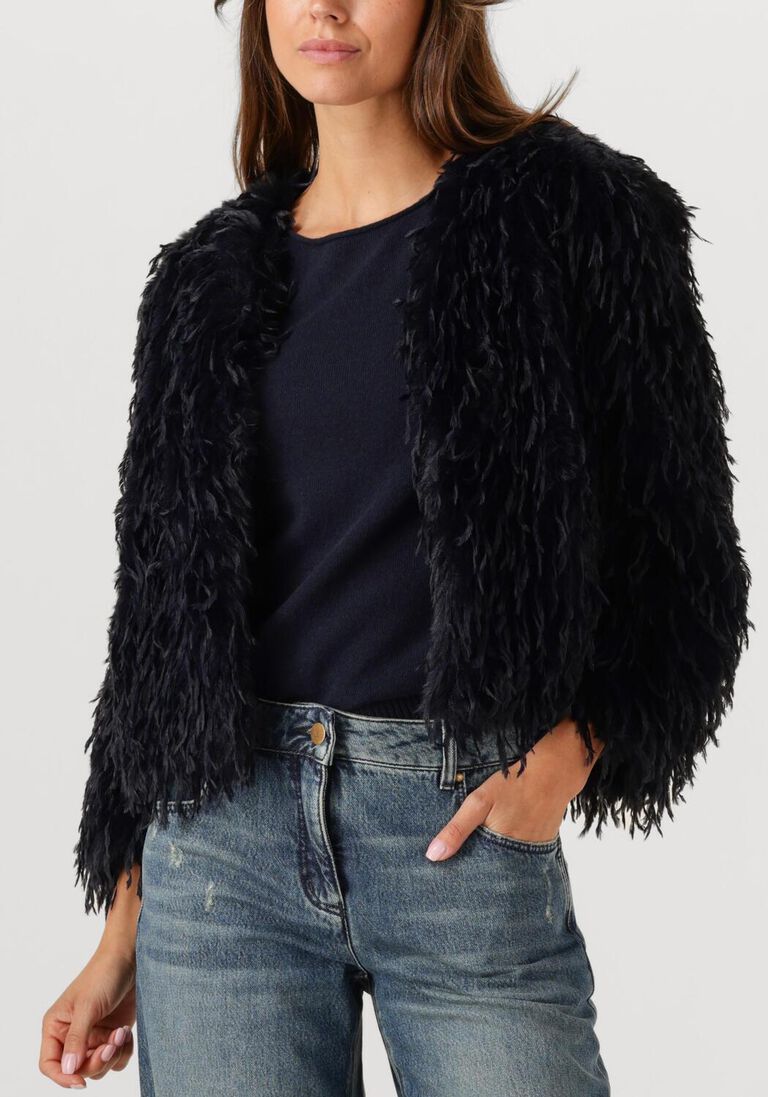donkerblauwe luisa cerano faux fur jas 428512/4180