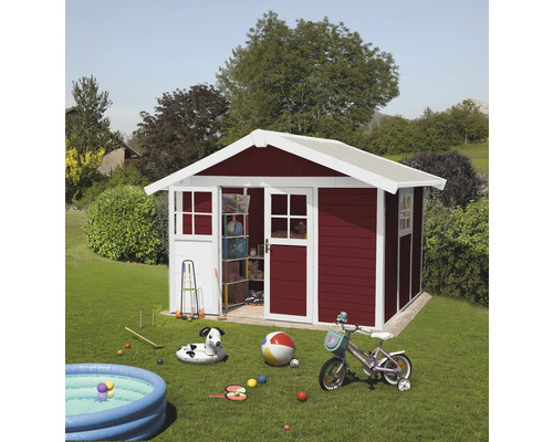 Tuinhuis Grosfillex Lodge Deco L 370 x 298 cm rood-wit