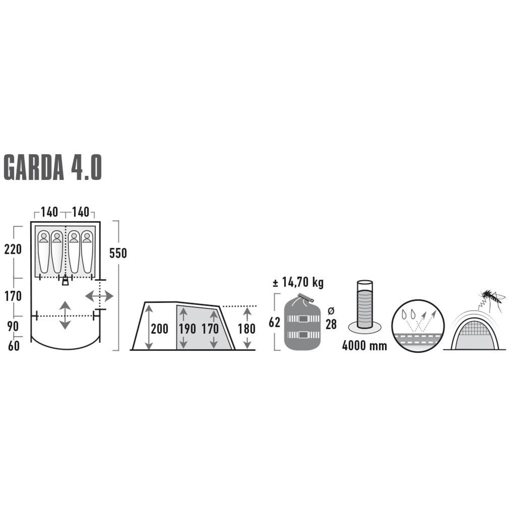 High Peak Zelt Familien-Tunnelzelt Garda 4.0