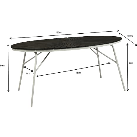 Kerteminde sort/hvid-nonwood havebord 180 x 90 cm