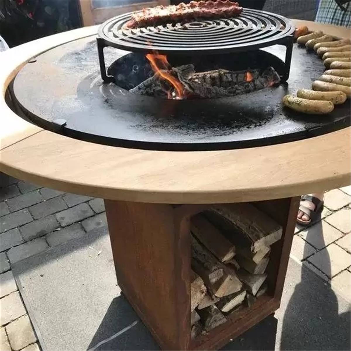 Plateau de service bois pour brasero ø100cm