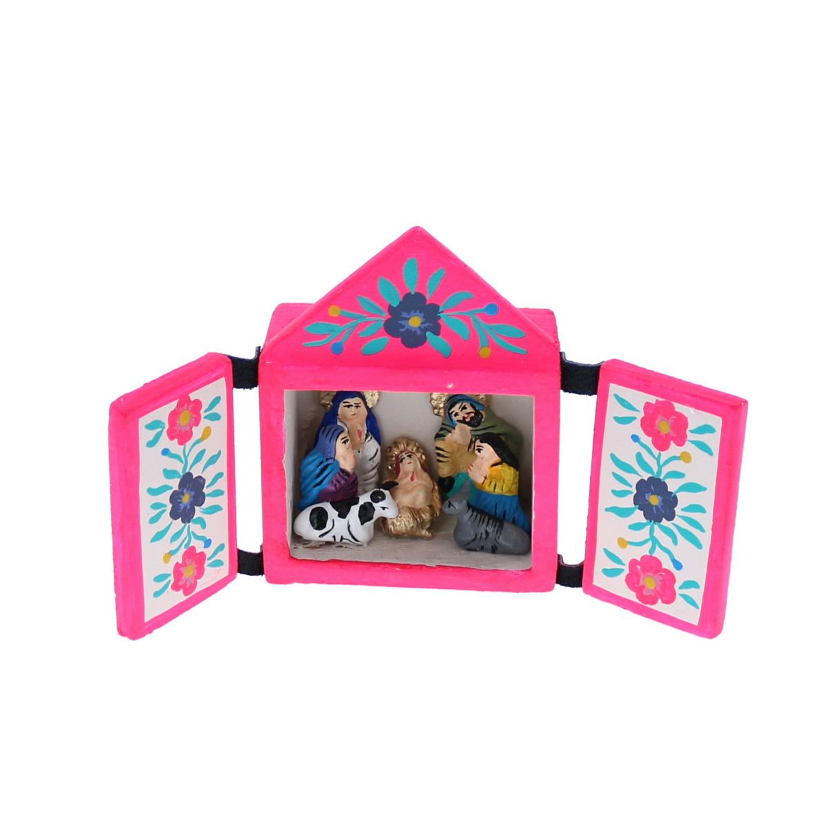 Mini crèche rose à fleurs Polka Esquipulas