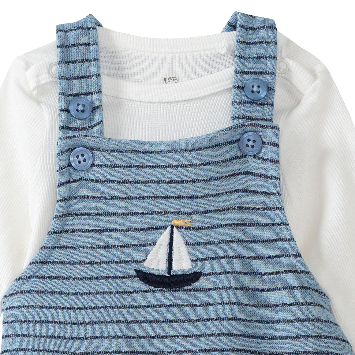 Topomini Newborn Strampler und Langarmbody aus Frottee hellblau / weiss