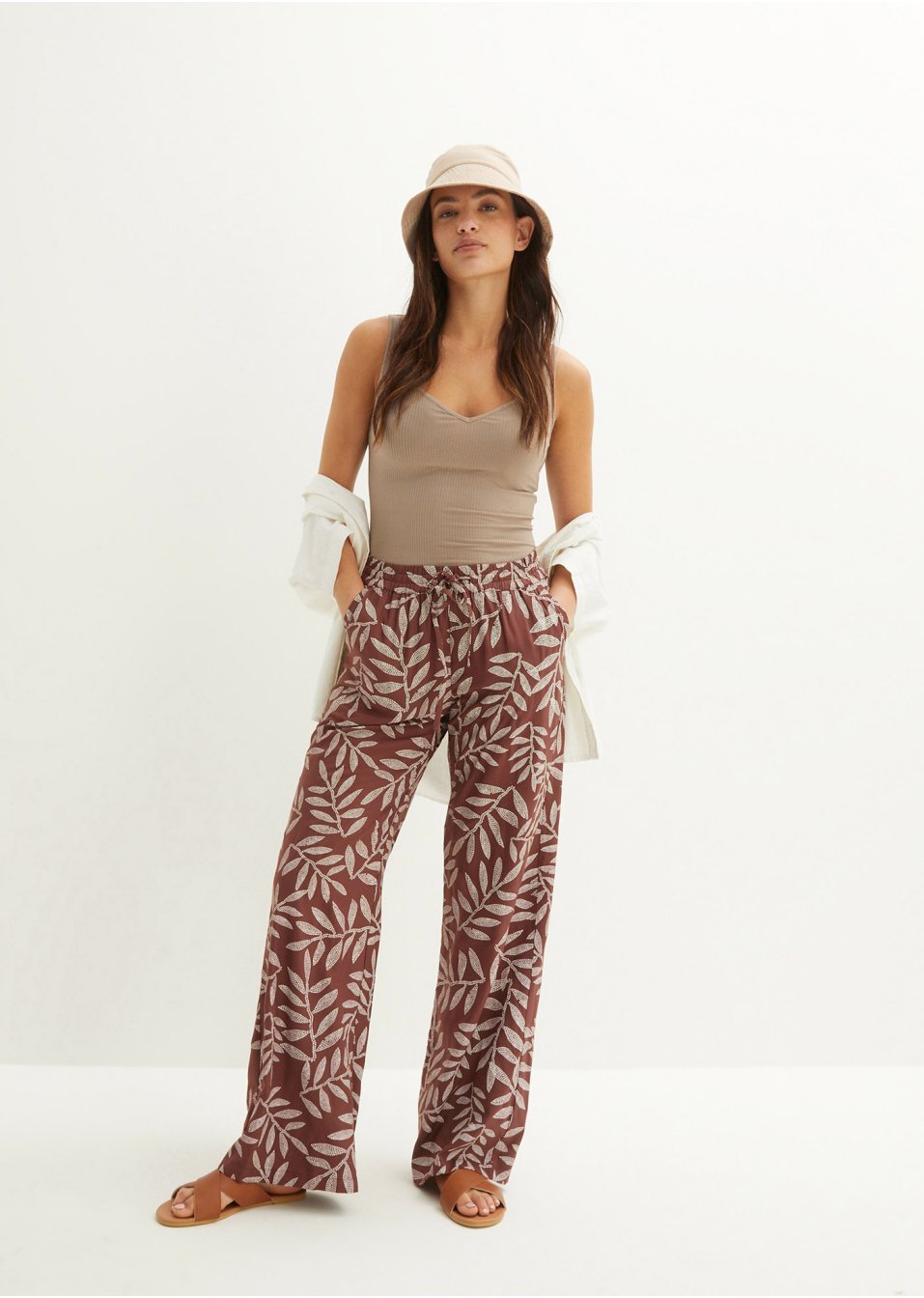 Pantalon palazzo imprimé en viscose