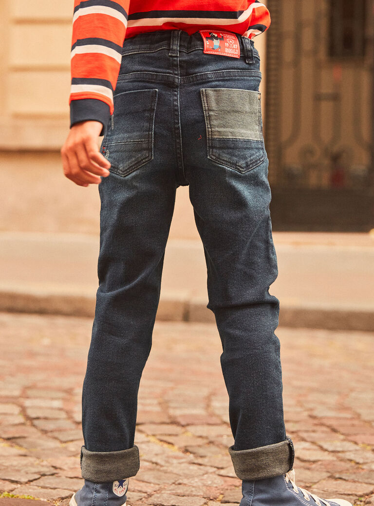 Jean slim denim brut brodé
