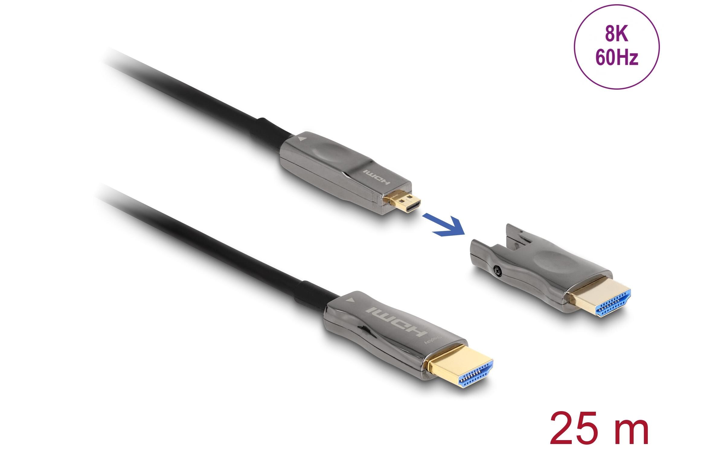 Optisches Kabel 5 in 1 HDMI, 25 m, 8K 60 Hz, aktiv<br>Delock Aktives Optisches 5 in 1 HDMI Kabel 8K 60 Hz 25 m